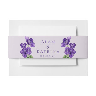 Bandeau De Faire-part Deep Purple Violets Invitation Belly Band