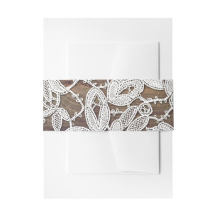 Bandeau De Faire-part Dentelle blanche Mariage en bois de grange