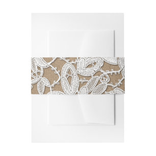 Bandeau De Faire-part Dentelle blanche   Mariage papier Kraft 