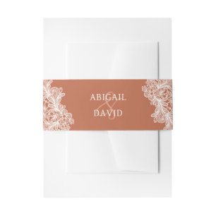 Bandeau De Faire-part Dentelle blanche sur Mariage en terre cuite