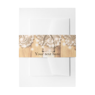 Bandeau De Faire-part Dentelle en bois rustique et Mariage Mason Jar écl