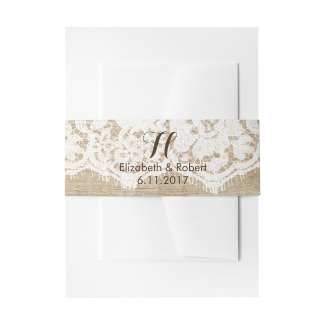 Bandeau De Faire-part Dentelle et roses sur le bois de Faux (Devant example)