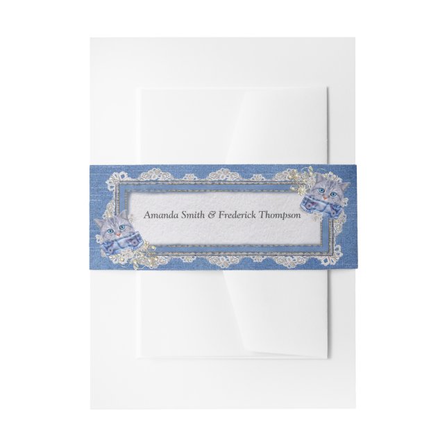 Bandeau De Faire-part Dentelles et chatons texturés Denim (Devant example)