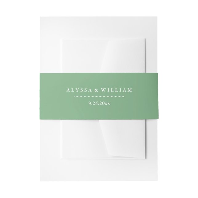 Bandeau De Faire-part Design Soft Green et Mariage blanc (Devant example)