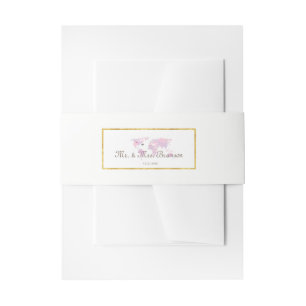 Bandeau De Faire-part Destination Mariage Voyage Aquarelle Carte du mond
