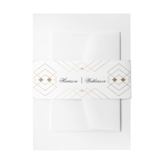 Bandeau De Faire-part Diamant Or Blanc Géométrique Mariage Gatsby
