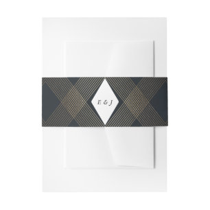 Bandeau De Faire-part Diamant Or Géométrique Art Déco Marine Gatsby