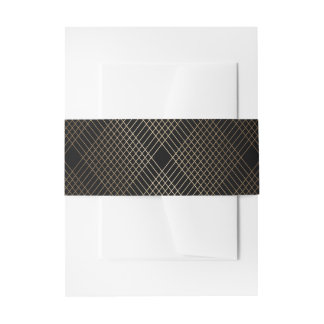 Bandeau De Faire-part Diamant Or Géométrique Art Déco Porte Noir