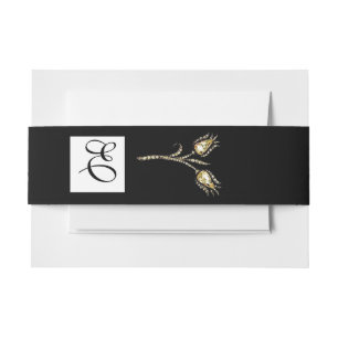 Bandeau De Faire-part DIAMOND TULIPS noir blanc Carré Monogramme