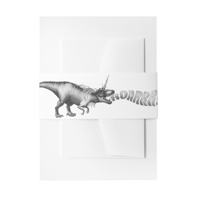 Bandeau De Faire-part Dinocorn Roar | Silver Monochrome Minimal Wordart (Devant example)