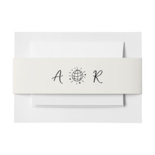 Bandeau De Faire-part Disco Ball Monogramme Mariage main française