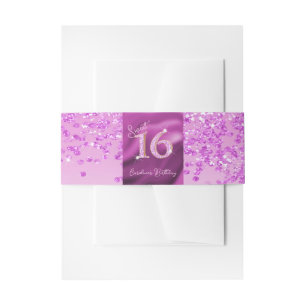 Bandeau De Faire-part Douce Parties scintillant rose brillante 16