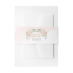 Bandeau De Faire-part Doux roses rose douce eucalyptus et mariage or