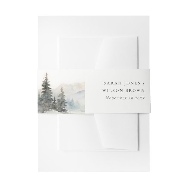 Bandeau De Faire-part Dusky Winter Snow Mountain Mariage paysage (Devant example)