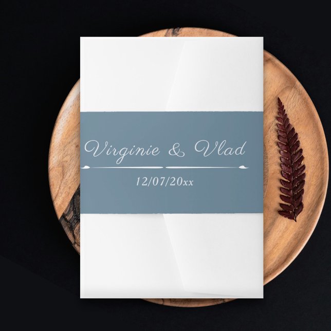 Bandeau De Faire-part Dusty Blue Faire-part de mariage Belly Band (Dusty Blue Wedding Invitation Belly Band)