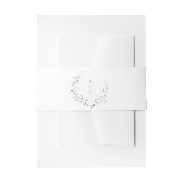 Bandeau De Faire-part Dusty Blue Fleur sauvage Rustic Boho Mariage Monog (Devant example)