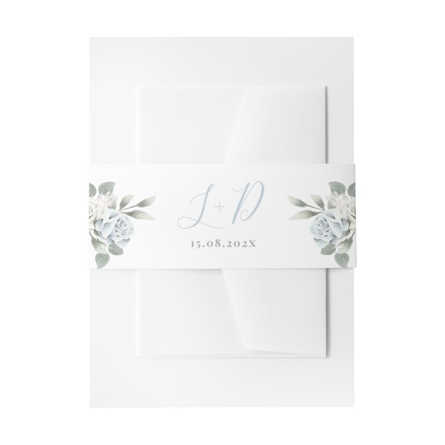 Bandeau De Faire-part Dusty Blue Floral Mariage (Devant example)