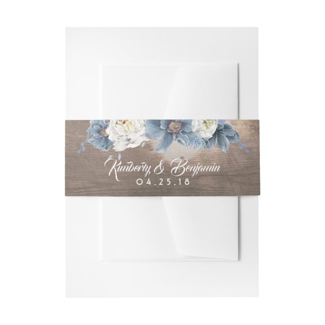 Bandeau De Faire-part Dusty Blue Floral Rustic Mariage (Devant example)