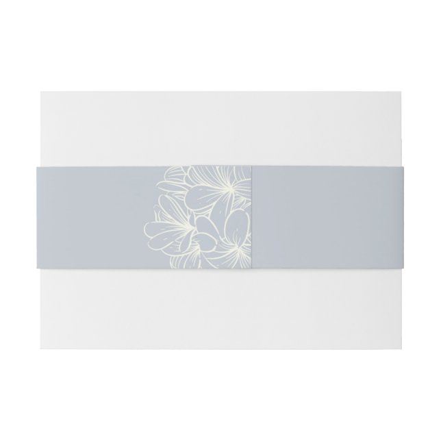 Bandeau De Faire-part Dusty Blue Invitation Belly Band avec Initiales (Dos exemple)
