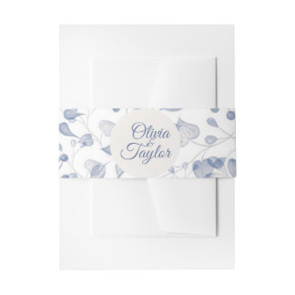 Bandeau De Faire-part Dusty Blue Watercolor Floral Wedding