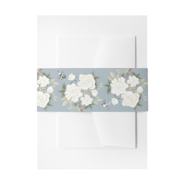 Bandeau De Faire-part Dusty Blue White Chinoiserie Floral Mariage (Devant example)