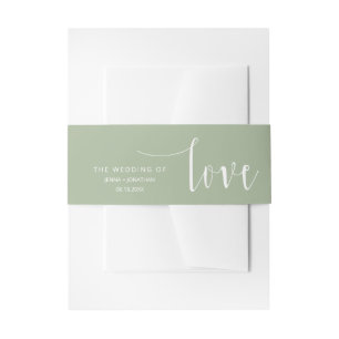 Bandeau De Faire-part Dusty Green Moderne Calligraphie Mariage de script