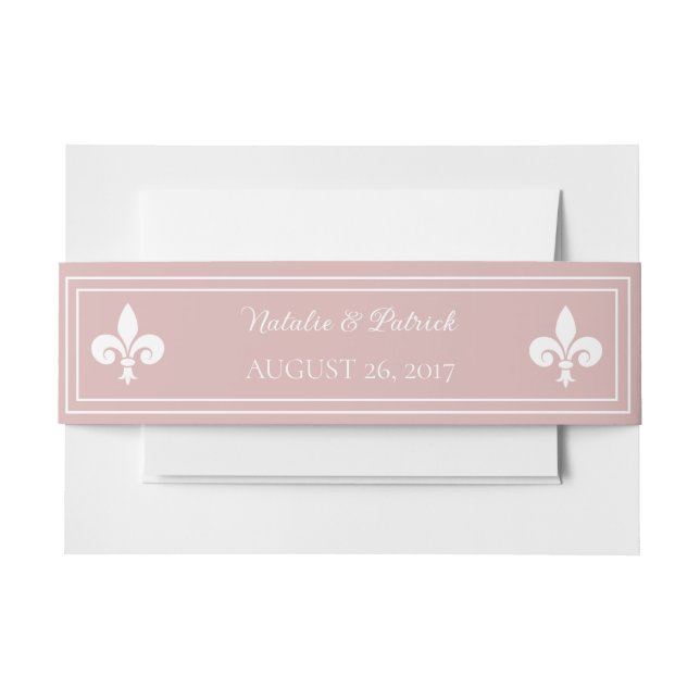 Bandeau De Faire-part Dusty Rose Fleur de Lis Mariage (Devant Example)
