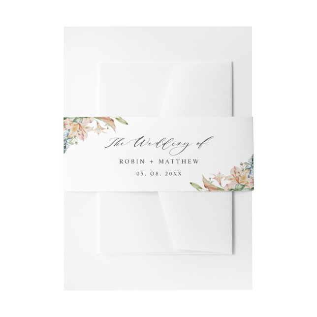 Bandeau De Faire-part Earthy Blooms, Le Mariage de, Mariage blanc (Devant example)