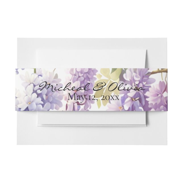 Bandeau De Faire-part Eau violette personnelle glycine violette fleurie (Devant Example)