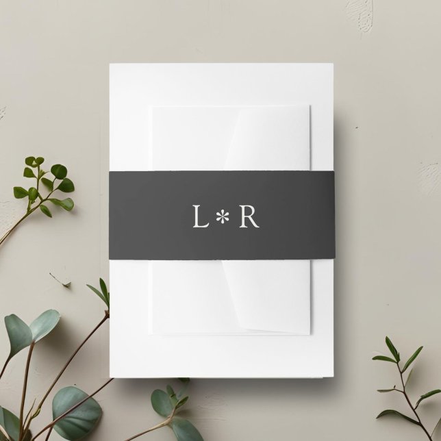 Bandeau De Faire-part Ébène | Mariage monogramme minimal chic (Créateur téléchargé)