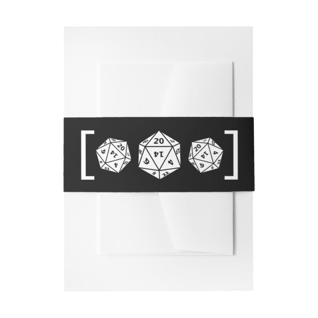 Bandeau De Faire-part Ebony D20 Dice Gamer Mariage Belly Bands (Devant example)