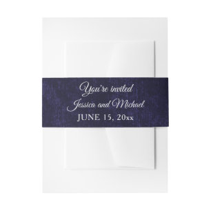 Bandeau De Faire-part Écharpe de mariage en velours bleu marine élégant