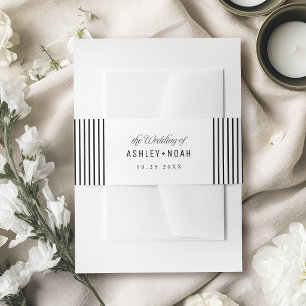 Bandeau De Faire-part Élégance rayée noir et blanc Mariage classe