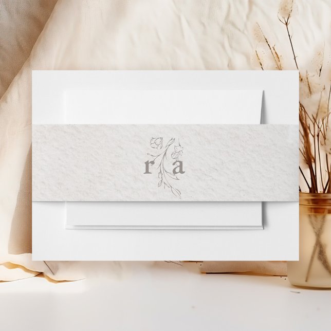 Bandeau De Faire-part Elégant Aquarelle Botanique Monogramme Mariage (Créateur téléchargé)