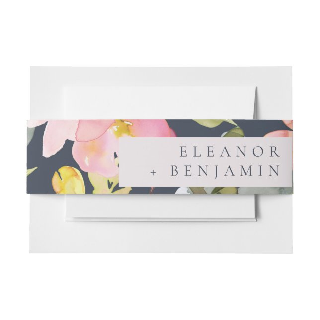 Bandeau De Faire-part Elégant Aquarelle de marine rose Floral Custom Wed (Devant Example)