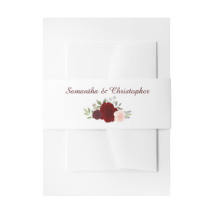 Bandeau De Faire-part Elégant aquarelle Floral Roses rouges Mariage