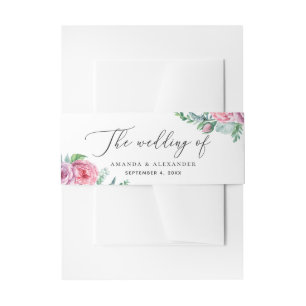 Bandeau De Faire-part Élégant aquarelle rose boho floral calligraphie ma