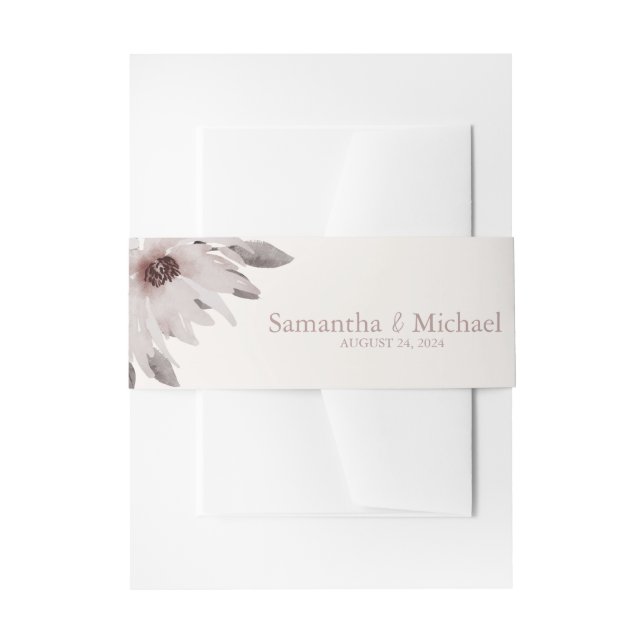 Bandeau De Faire-part Elégant Aquarelle rose pâle Fleurs Mariage (Devant example)