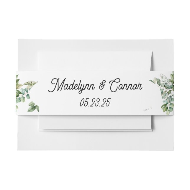 Bandeau De Faire-part Elégant Aquarelle Vert Feuille Rustique Mariage (Devant Example)