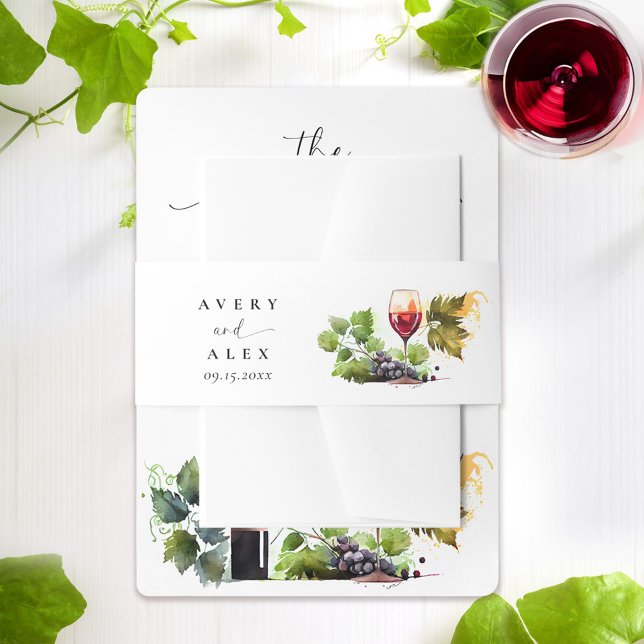 Bandeau De Faire-part Elégant Aquarelle Vignoble Destination Mariage (Créateur téléchargé)