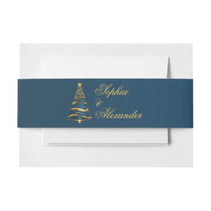 Bandeau De Faire-part Élégant Arbre de Noël Doré Mariage Chic