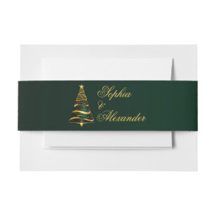 Bandeau De Faire-part Élégant Arbre de Noël Doré Mariage Chic
