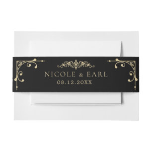 Bandeau De Faire-part Elégant Art Déco Gold Retro Mariage Noir