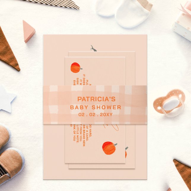 Bandeau De Faire-part Élégant Baby shower Rustique Boho Orange Plaid (Elegant Rustic Boho Orange Plaid Baby Shower Invitation Belly Band )