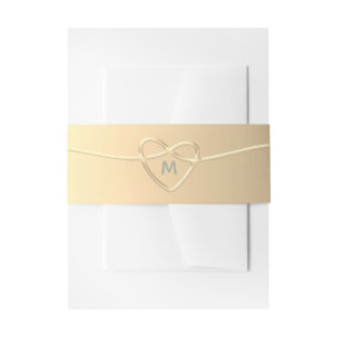 Bandeau De Faire-part Élégant Bande de Ventre de Mariage en Feuille d'Or