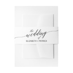 Bandeau De Faire-part Élégant Black Calligraphy Mariage Belly Band