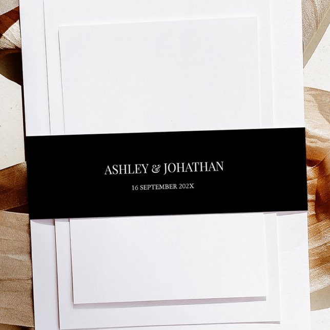 Bandeau De Faire-part Elegant Black Wedding Invitation Belly Band (Créateur téléchargé)