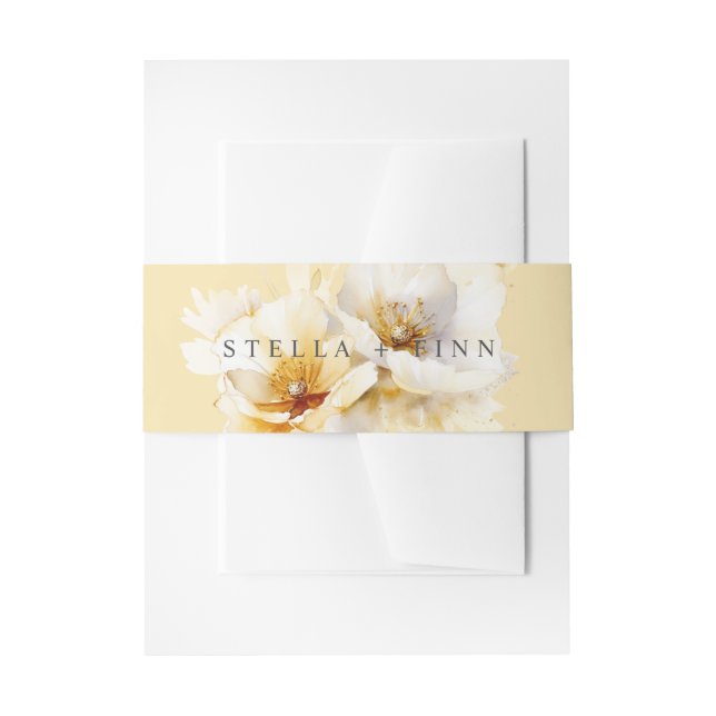 Bandeau De Faire-part Elégant blanc Mariage or jaune (Devant example)