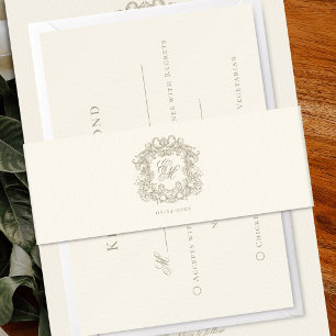 Bandeau De Faire-part Élégant blason monogramme mariage ivoire