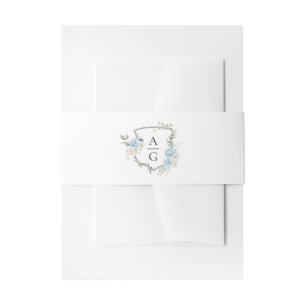 Bandeau De Faire-part Elégant bleu bleu bleu floral Monogram Crest Maria